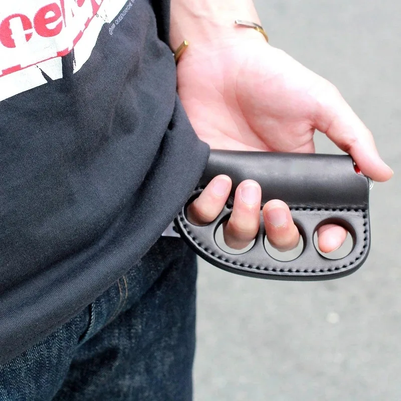 Outdoor Camping Self-defense Lighter Storage Leather Case, Portable Multi-purpose Fighting Keychain thumbnail 3