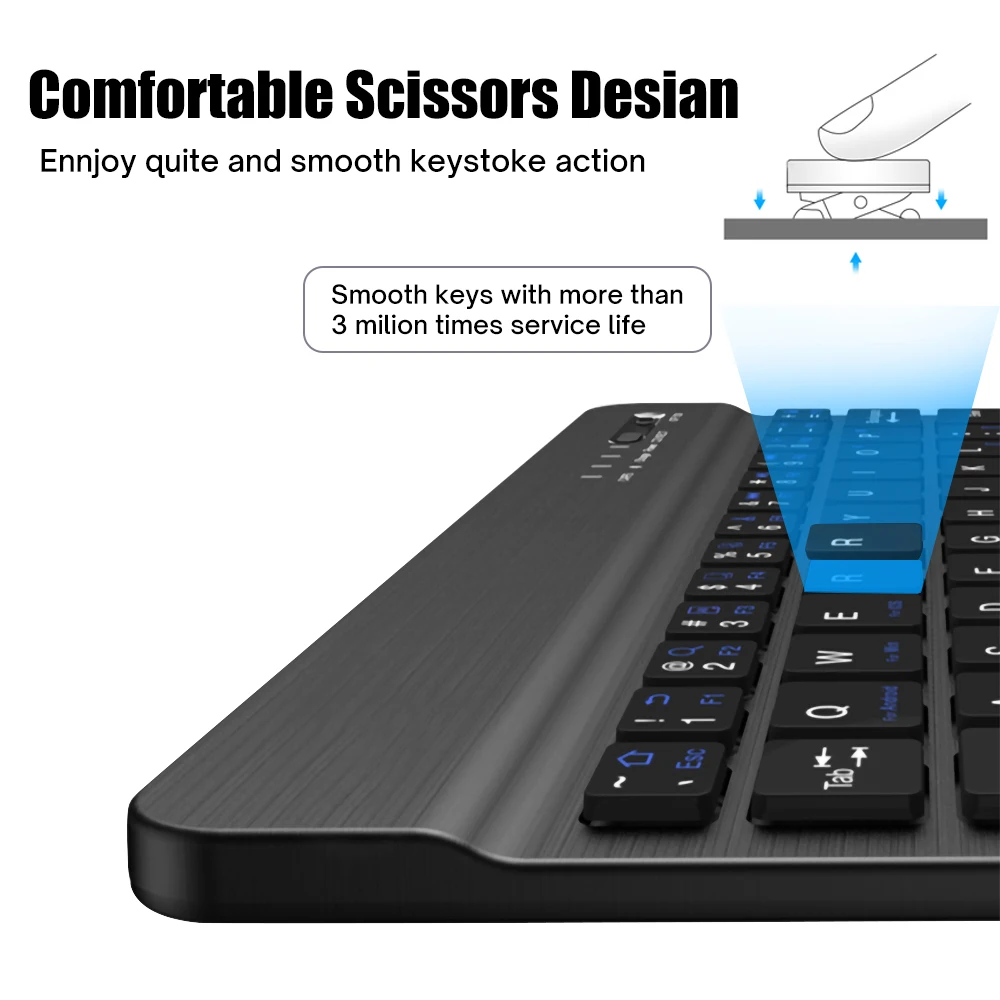 Tablet Wireless Keyboard For iOS Android Windows For iPad Samsung Xiaomi Huawei Teclado Bluetooth-compatible Keyboard and Mouse thumbnail 3