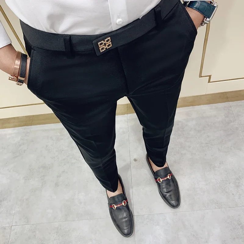 Spring 2026 Mens Casual Slim Fit Dress Pants Streetwear Suit Pants Men High Quality Office Pants All Match ankle Length Trousers thumbnail 2