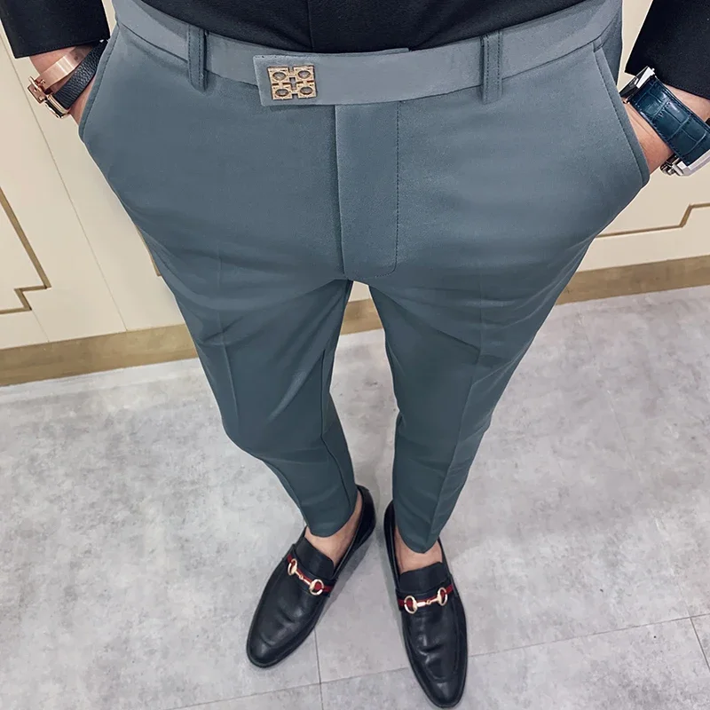 Spring 2026 Mens Casual Slim Fit Dress Pants Streetwear Suit Pants Men High Quality Office Pants All Match ankle Length Trousers thumbnail 4