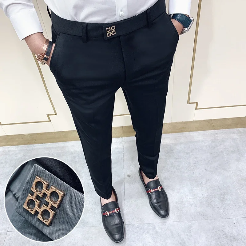 Spring 2026 Mens Casual Slim Fit Dress Pants Streetwear Suit Pants Men High Quality Office Pants All Match ankle Length Trousers thumbnail 3