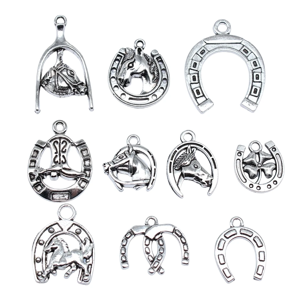 10pcs Lucky Horseshoe Horse Shoe Charms For Jewelry Making Antique Jewelry Making DIY Handmade Craft thumbnail 2