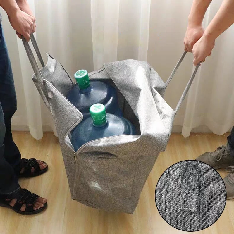 Wearable Luggage Bag Travel Clothes Storage Bags Zipper Handbag Dustproof Cotton Cloth Moving Bag Big Organizer Hand Duffle Bag thumbnail 2
