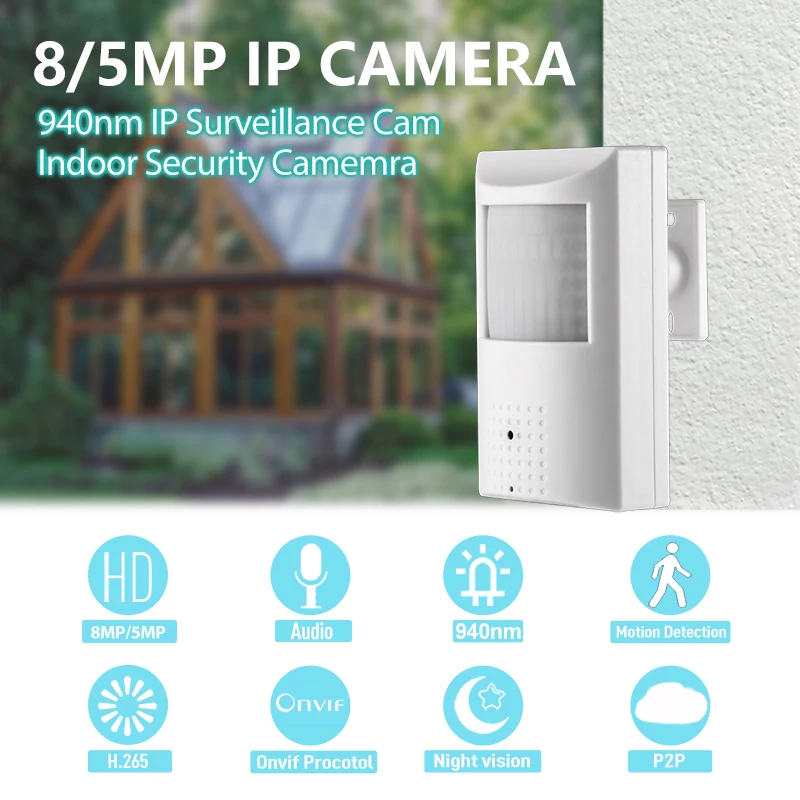 Revotech 940nm PIR Audio IP Camera 8MP/5MP HD Mini Indoor POE H.265 LED IR Night Vision Security CCTV System Video Surveillance thumbnail 2