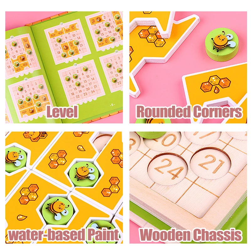 Montessori Magnetic Bee Puzzles Board Toys Logic Reasoning Thinking Board Games Wooden Educational Toys For Children Brain Train thumbnail 4