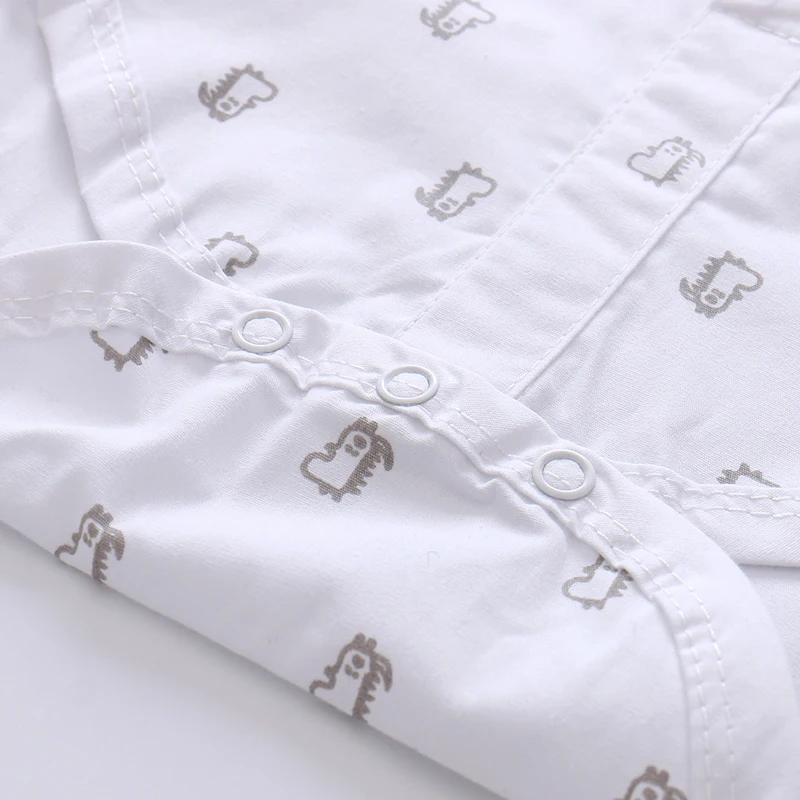 Newborn Boys Bodysuit with Bow Tie Cotton Baby Romper Soft Cartoon Animal Print Formal Short Sleeve Children Top Costume thumbnail 5