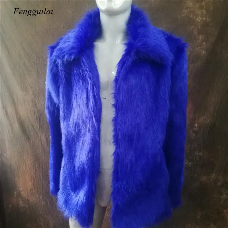 Homme Jacket Faux Leather Men White Black Fashion Coat Fur Fox Fur Lapel Men's Casual Slim Coat Jaqueta Motoqueiro thumbnail 6