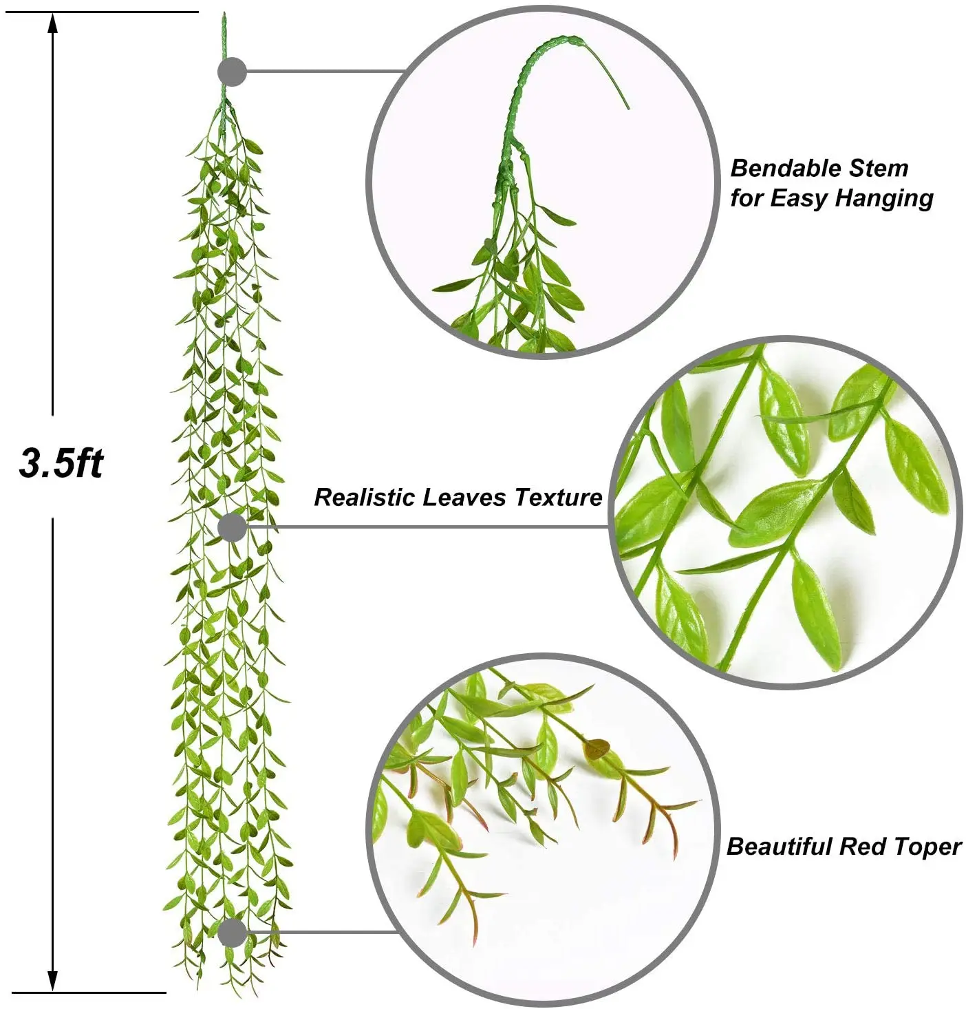 Artificial Ivy Willow Garland Fake Vines Lights String Green Hanging Plant for Wall Party Wedding Home Indoor Outdoor Decoration thumbnail 2