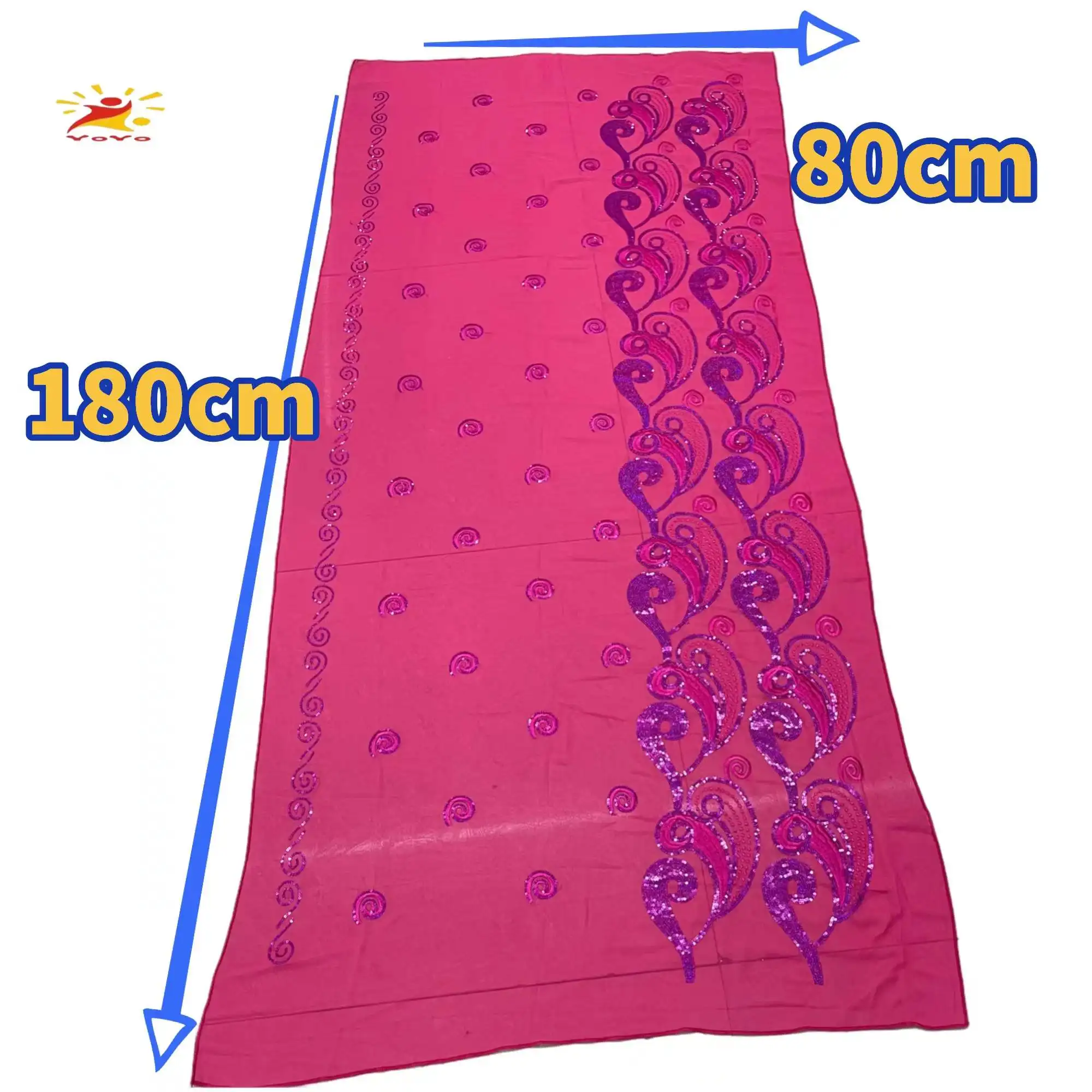 African Fashion Muslim Scarf Turban Women Medium Size Sequin Embroidery Chiffon Islamic Hijab Pashmina Embroider Ramadan Dubai thumbnail 6
