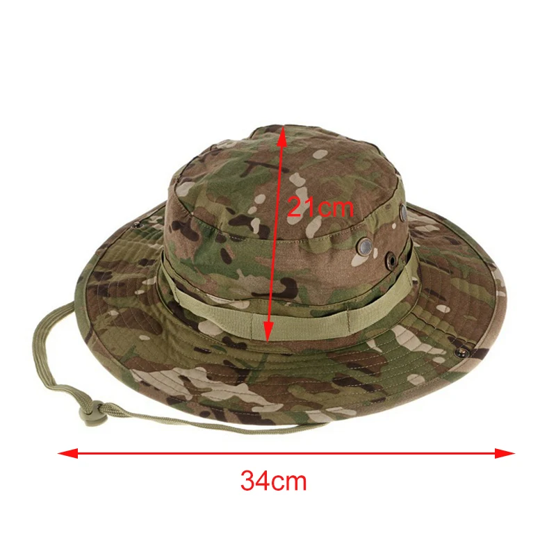 Camouflage Tactical Boonie Hats Camping Climbing Bucket Sniper Hat Men Outdoor Fishing Hiking Cap Sun Protective Boonie Caps thumbnail 2