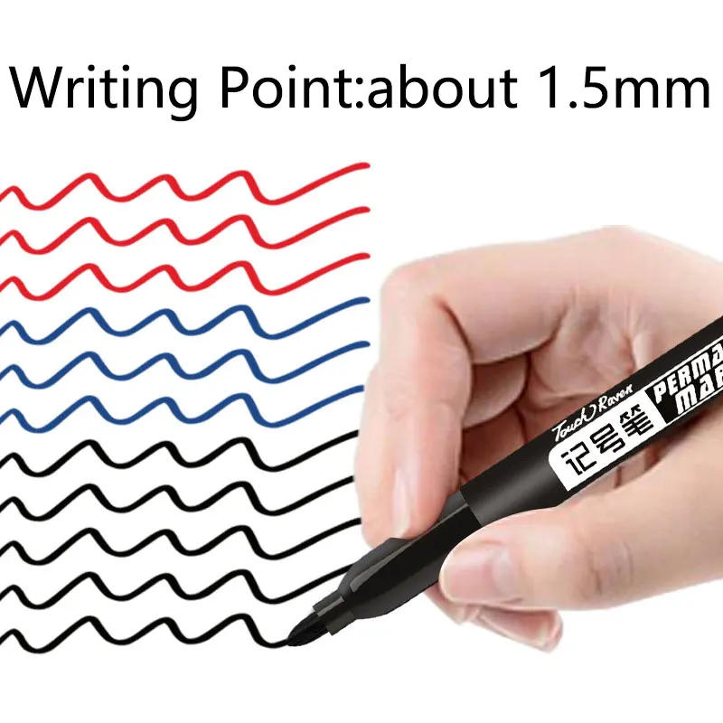 6 PCS Permanent Marker Pen Manga Drawing Markers Black Blue Red Waterproof Ink Sketch Pens Stationery Art School Supplies thumbnail 5