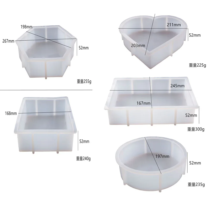 DIY Crystal Silicone Resin Mold Geometry Large Cube Heart Shaped Round Rectangular Mirror Silicone Mold For Resin Casting Making thumbnail 6