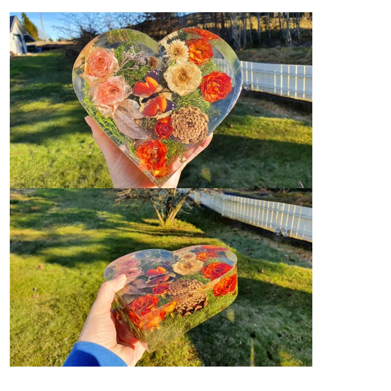 DIY Crystal Silicone Resin Mold Geometry Large Cube Heart Shaped Round Rectangular Mirror Silicone Mold For Resin Casting Making thumbnail 2
