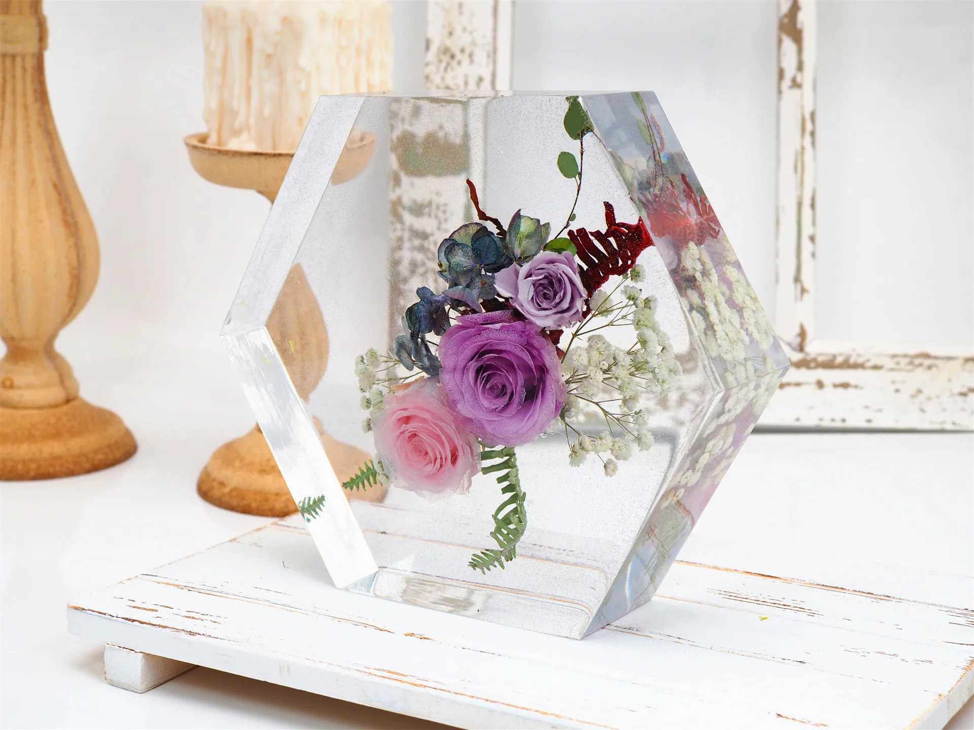 DIY Crystal Silicone Resin Mold Geometry Large Cube Heart Shaped Round Rectangular Mirror Silicone Mold For Resin Casting Making thumbnail 4