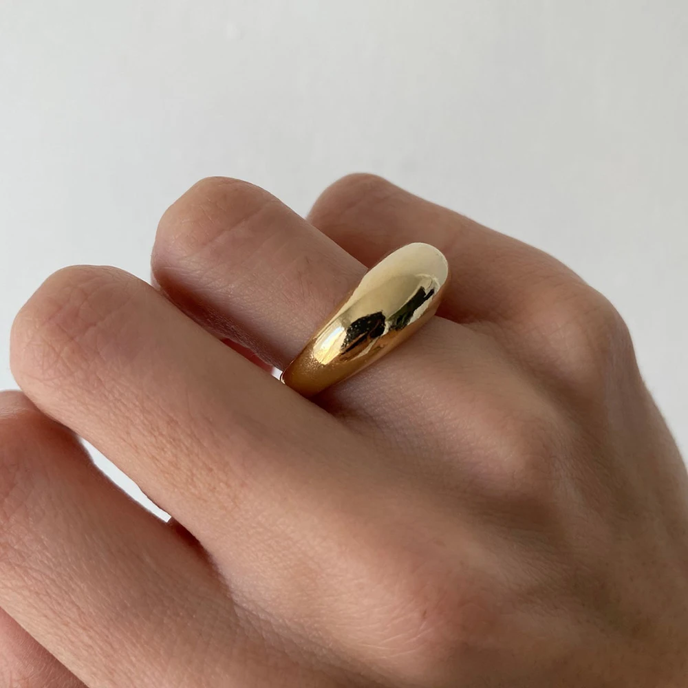 e-Manco Fashion Simple Stainless Steel Rings for Women Arc Rings Jewellery Geometric Ring Size 5 6 7 8 thumbnail 4