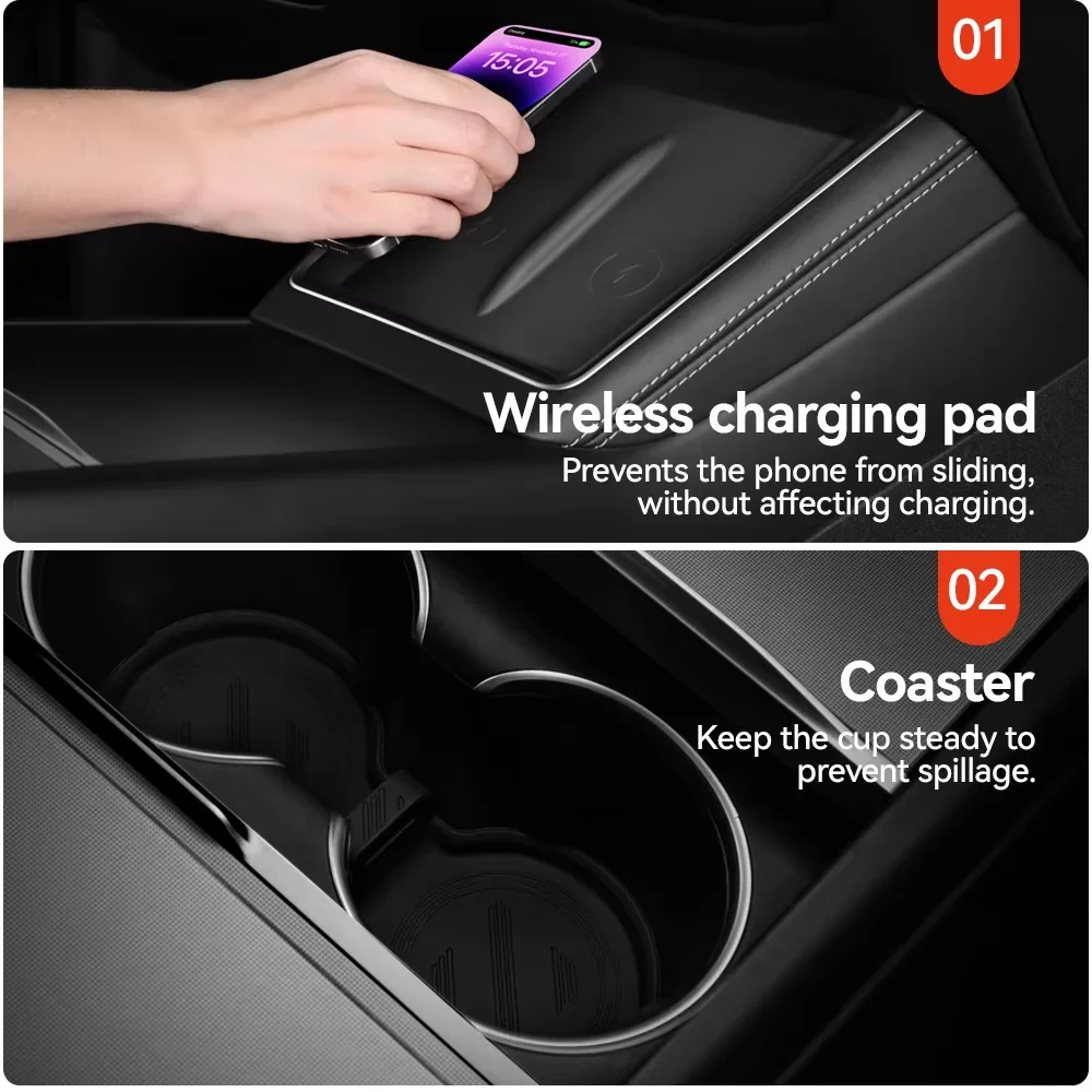 For Tesla Model 3/Y/YL Highland Juniper 2026 Center Armrest Hidden Storage Box Cup Holder Console Organizer Box Accessories thumbnail 2