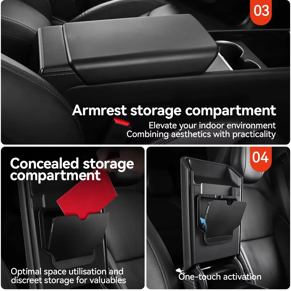 For Tesla Model 3/Y/YL Highland Juniper 2026 Center Armrest Hidden Storage Box Cup Holder Console Organizer Box Accessories thumbnail 3