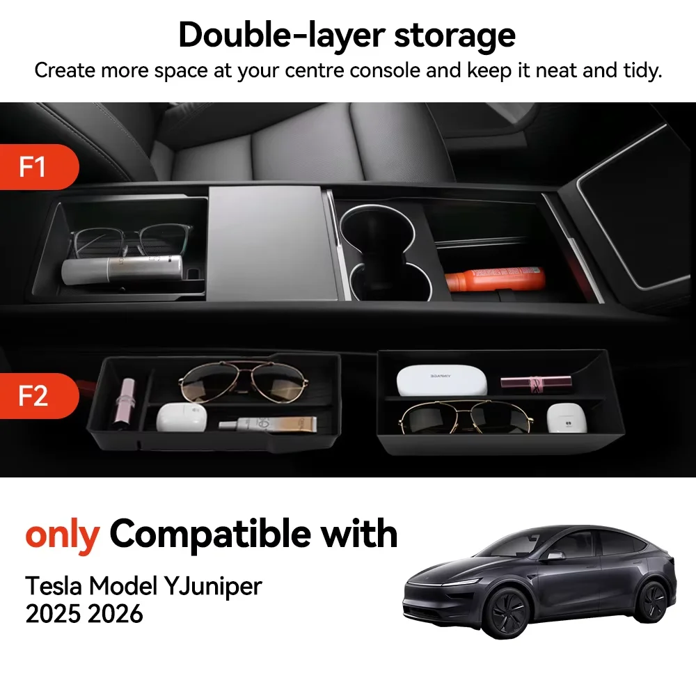 For Tesla Model 3/Y/YL Highland Juniper 2026 Center Armrest Hidden Storage Box Cup Holder Console Organizer Box Accessories thumbnail 6