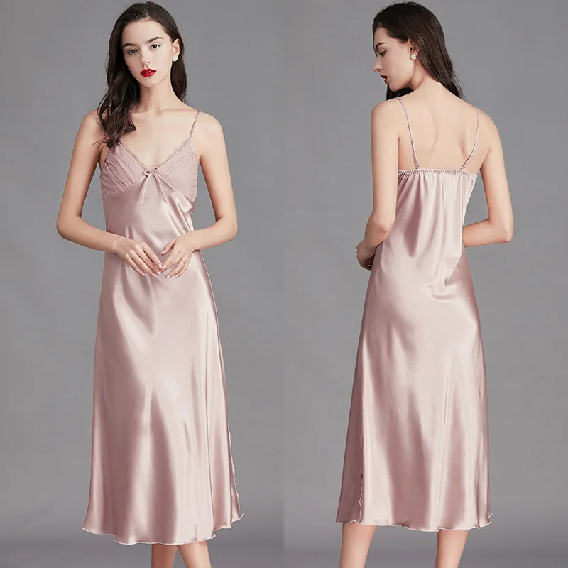 Nightgowns For Women Long Sleeveless Night Gowns Satin Silk Chemise Lingerie Slip Dress Sexy Nightwear Sleep Shirt for Ladies thumbnail 5