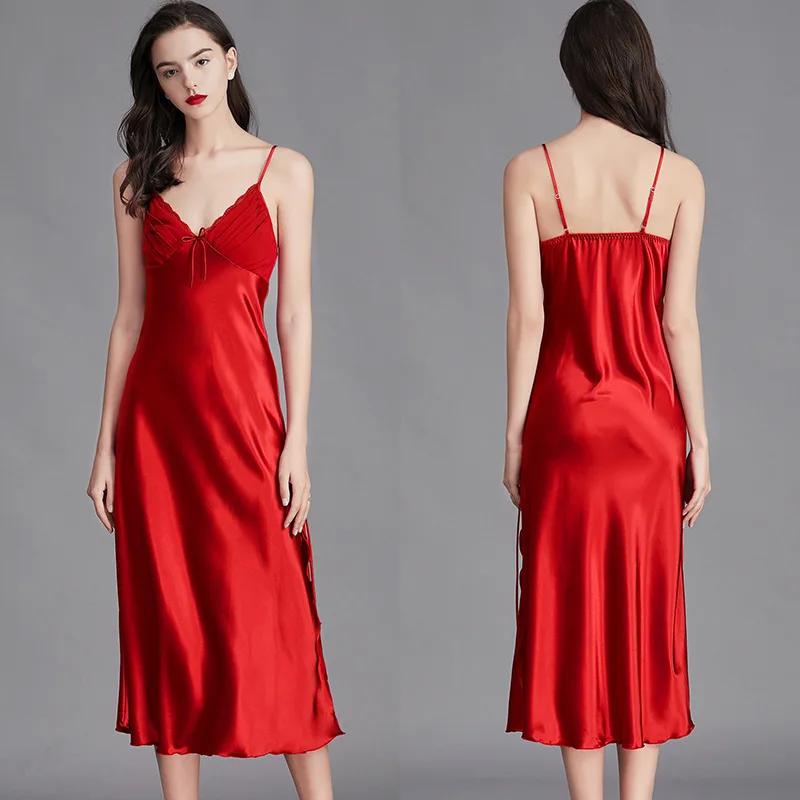 Nightgowns For Women Long Sleeveless Night Gowns Satin Silk Chemise Lingerie Slip Dress Sexy Nightwear Sleep Shirt for Ladies thumbnail 6