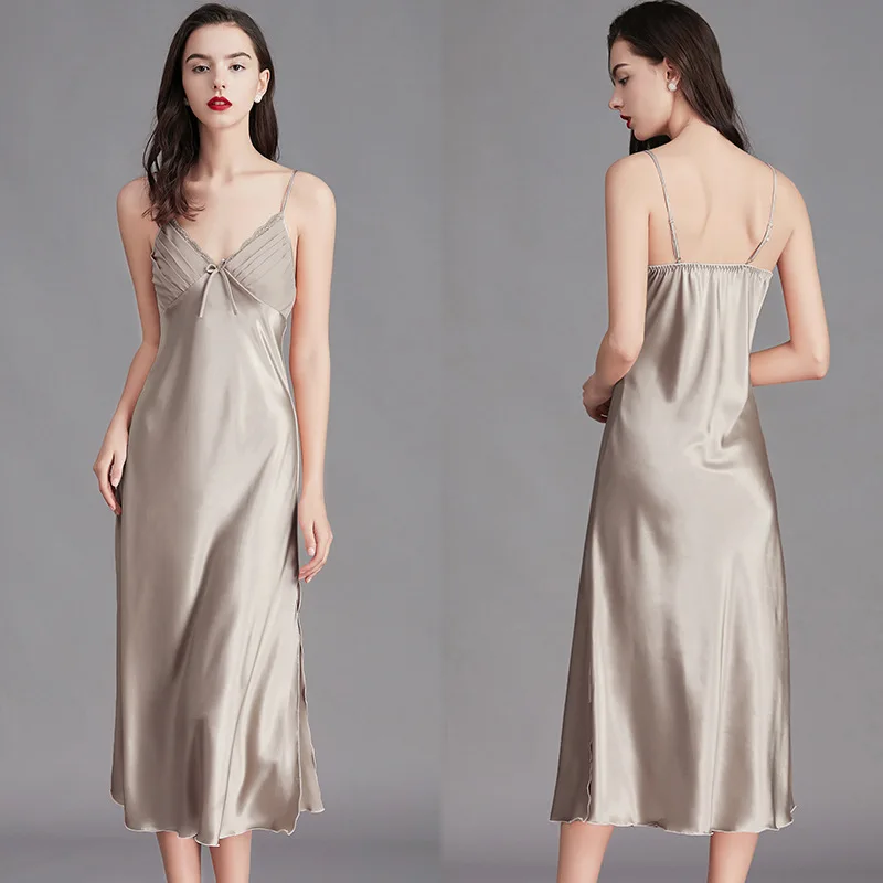 Nightgowns For Women Long Sleeveless Night Gowns Satin Silk Chemise Lingerie Slip Dress Sexy Nightwear Sleep Shirt for Ladies thumbnail 4