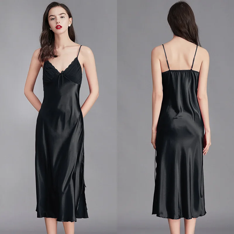 Nightgowns For Women Long Sleeveless Night Gowns Satin Silk Chemise Lingerie Slip Dress Sexy Nightwear Sleep Shirt for Ladies thumbnail 3