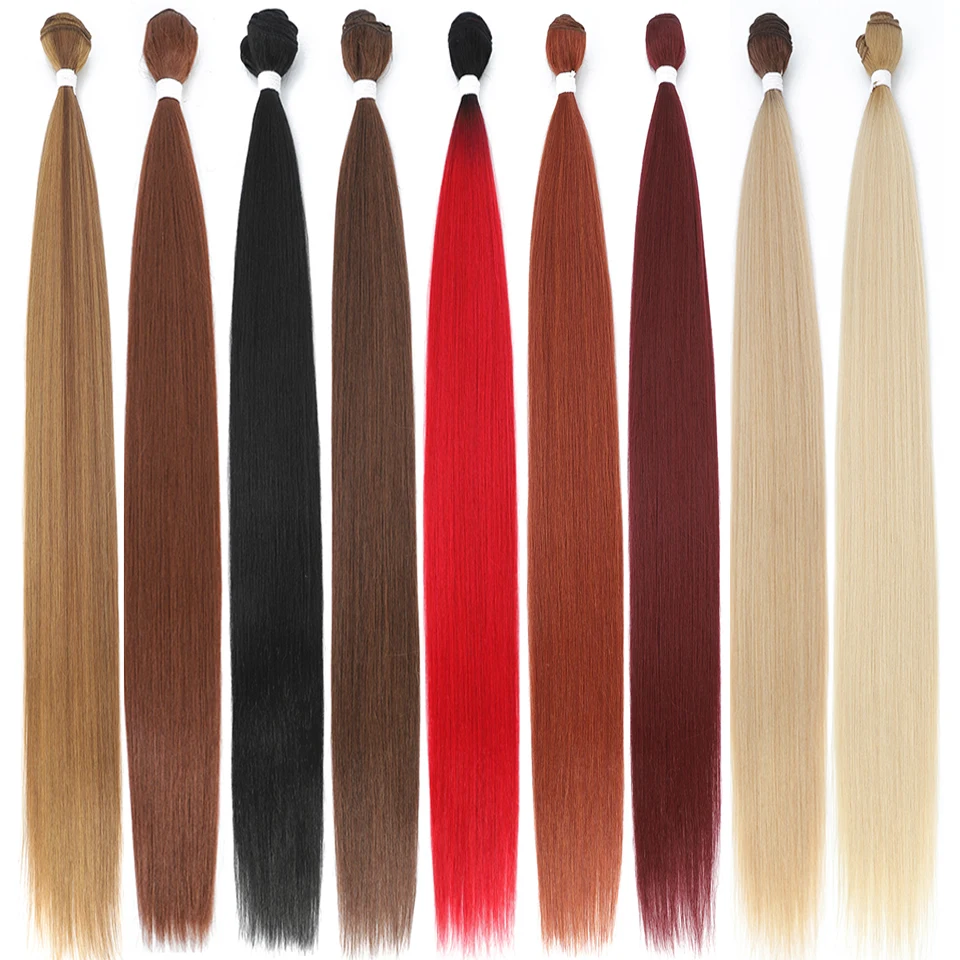24-32 Inch Coffee Brown Synthetic Hair Bundles High Temperature Hair Weft T1B-Bug Ombre Blonde Orange 150g 200g Soft Hair Weave