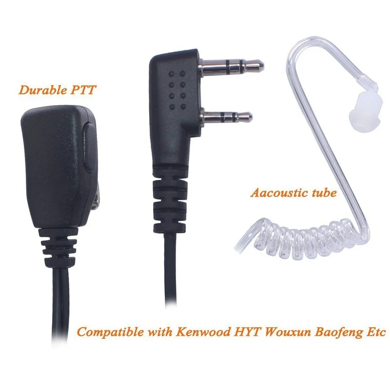 5pcs Air Acoustic Tube Earpiece 2 Pin Headset Mic PTT for Kenwood Walkie Talkie HYT BaoFeng GT-3 UV-5R UV-6R KG-UVD1P PX-777 thumbnail 5