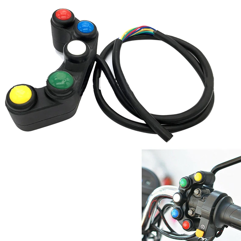 Universal 5 Button Array Motorcycle Switches Race Bikes 22mm Handlebar Switches thumbnail 2