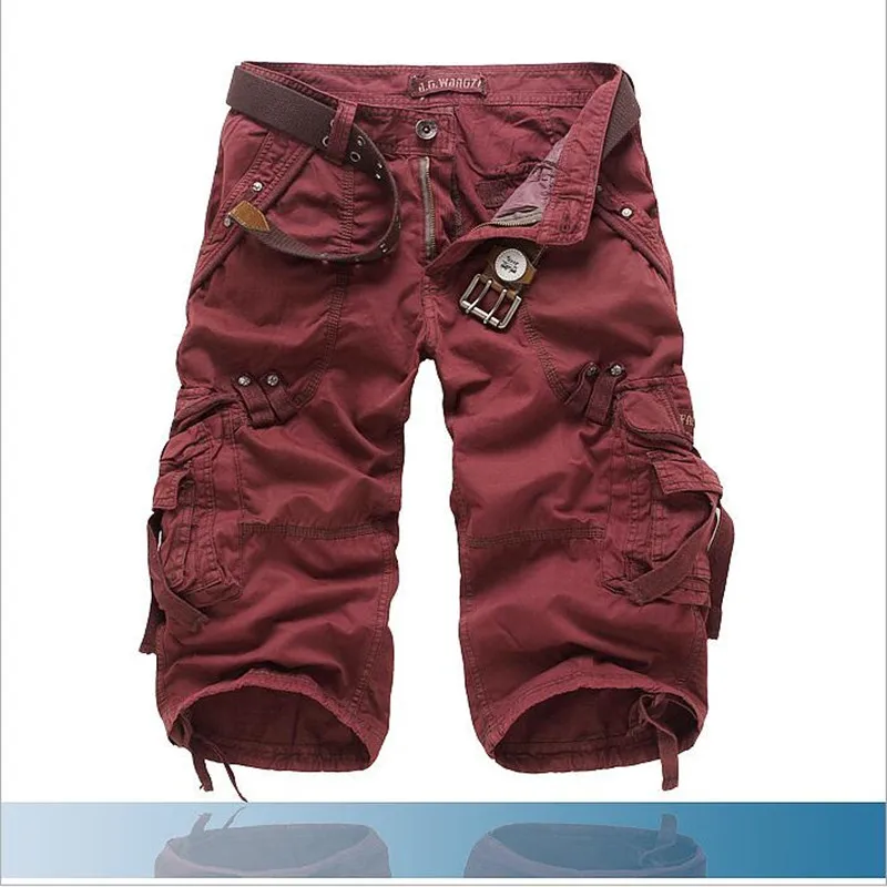 New Summer Casual Shorts Mens Straight Solid Sports Shorts Men Joggers Cargo Shorts Fashion Cotton Knee Length Sweatpants Man thumbnail 3