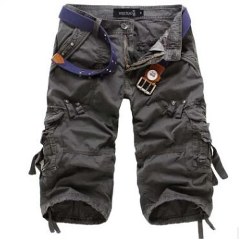 New Summer Casual Shorts Mens Straight Solid Sports Shorts Men Joggers Cargo Shorts Fashion Cotton Knee Length Sweatpants Man thumbnail 4
