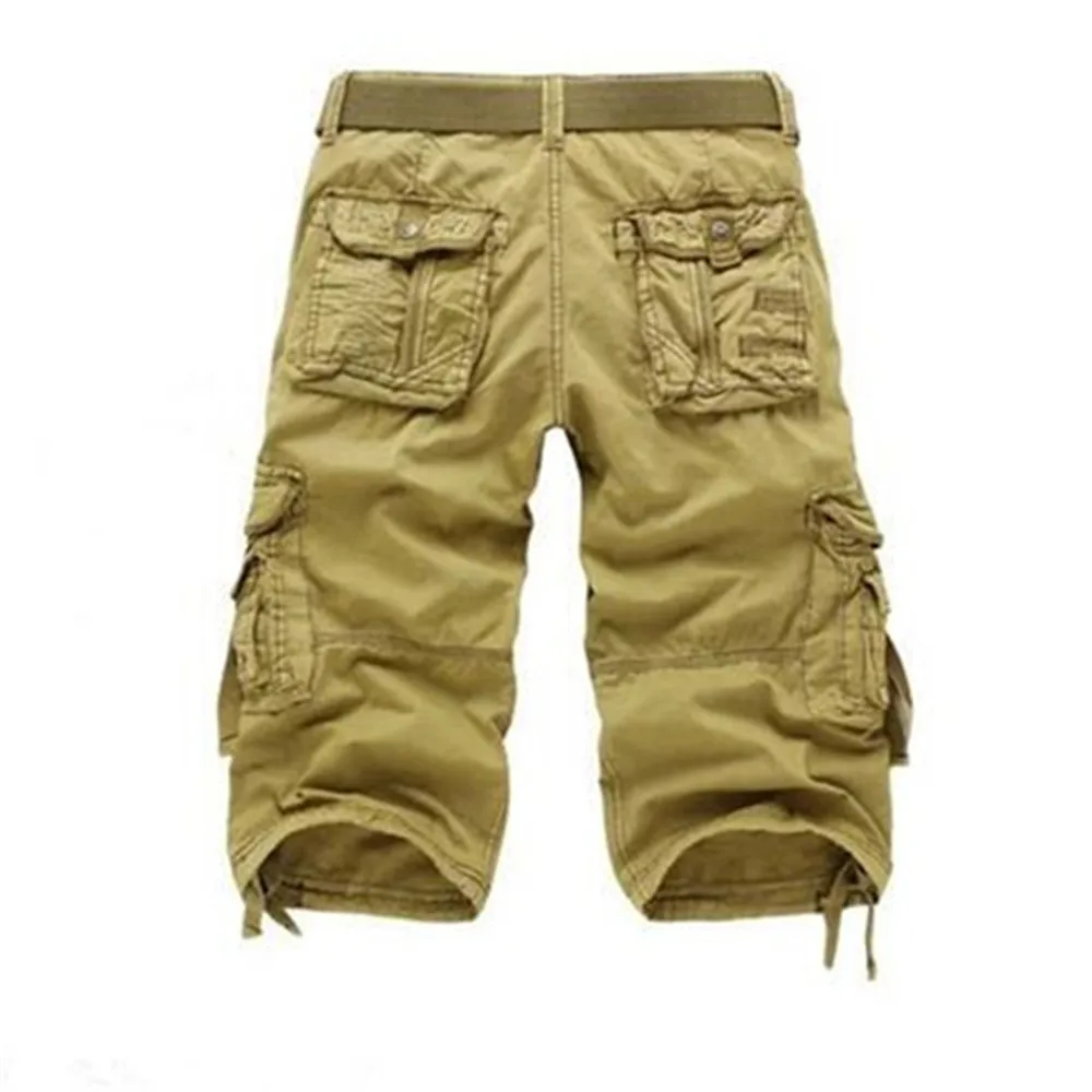 New Summer Casual Shorts Mens Straight Solid Sports Shorts Men Joggers Cargo Shorts Fashion Cotton Knee Length Sweatpants Man thumbnail 2