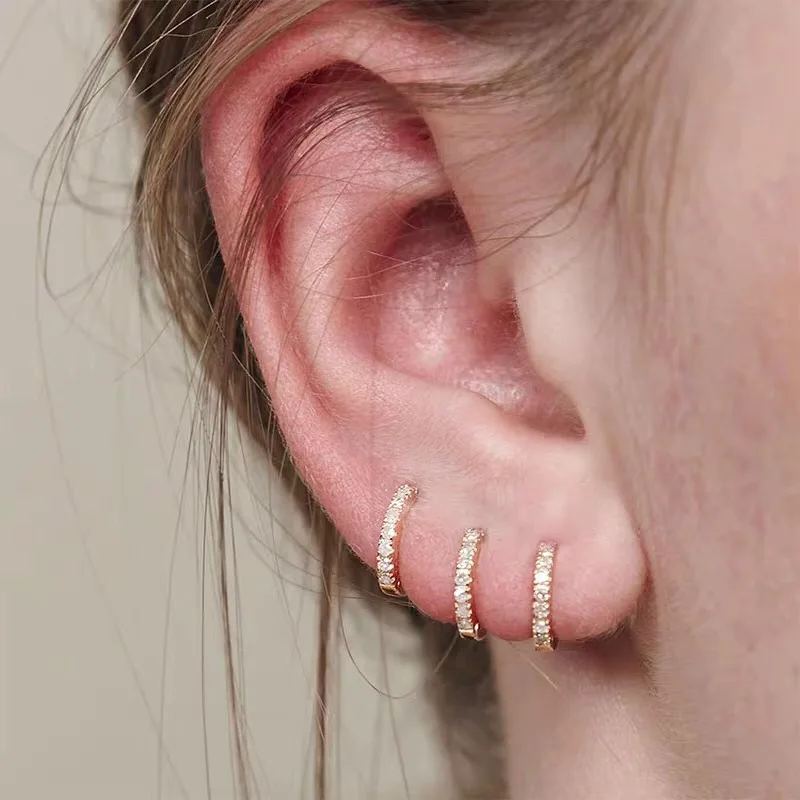 2Pcs Rainbow Little Huggies Stainless Steel Hoop Earrings Girl Tiny Rings Cartilage Small Helix Piercing Tragus Circle Men Hoops thumbnail 4