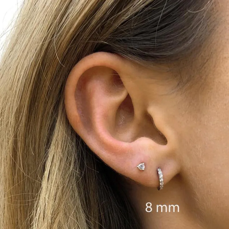 2Pcs Rainbow Little Huggies Stainless Steel Hoop Earrings Girl Tiny Rings Cartilage Small Helix Piercing Tragus Circle Men Hoops thumbnail 5