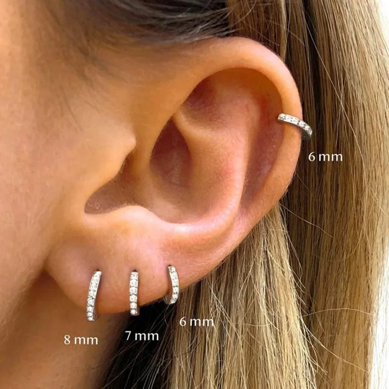 2Pcs Rainbow Little Huggies Stainless Steel Hoop Earrings Girl Tiny Rings Cartilage Small Helix Piercing Tragus Circle Men Hoops thumbnail 3