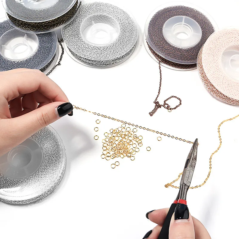 1 Set 3m Iron Cable Chain Bulk Chains Link Chain With Jump Rings Lobster Clasps Jewelry Making Set DIY Necklace Materials thumbnail 2