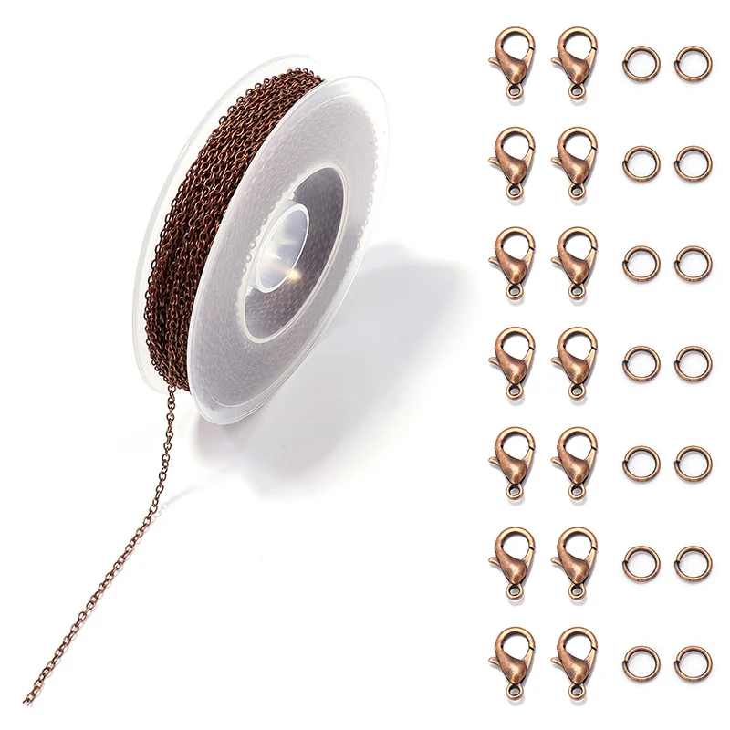 1 Set 3m Iron Cable Chain Bulk Chains Link Chain With Jump Rings Lobster Clasps Jewelry Making Set DIY Necklace Materials thumbnail 4