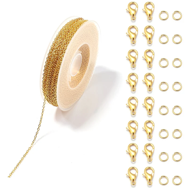 1 Set 3m Iron Cable Chain Bulk Chains Link Chain With Jump Rings Lobster Clasps Jewelry Making Set DIY Necklace Materials thumbnail 3