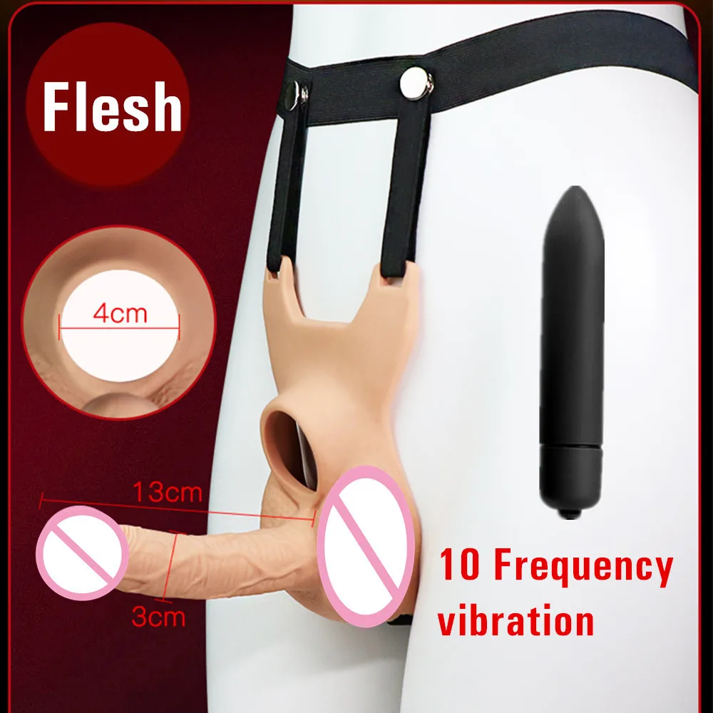 Adult Erotic Sex Toys for Two Couples Men Women Wearable Hollow Dildo Pants Realistic Penis Sleeve Cock Strapon Harness Belt 18+ thumbnail 6