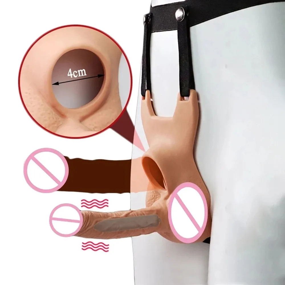 Adult Erotic Sex Toys for Two Couples Men Women Wearable Hollow Dildo Pants Realistic Penis Sleeve Cock Strapon Harness Belt 18+ thumbnail 2