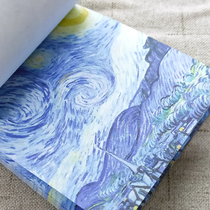 Painting Memo Pad Monet Van Gogh No-sticky Note Decal Scrapbooking DIY Notepad Diary Stationery School Supplies thumbnail 4