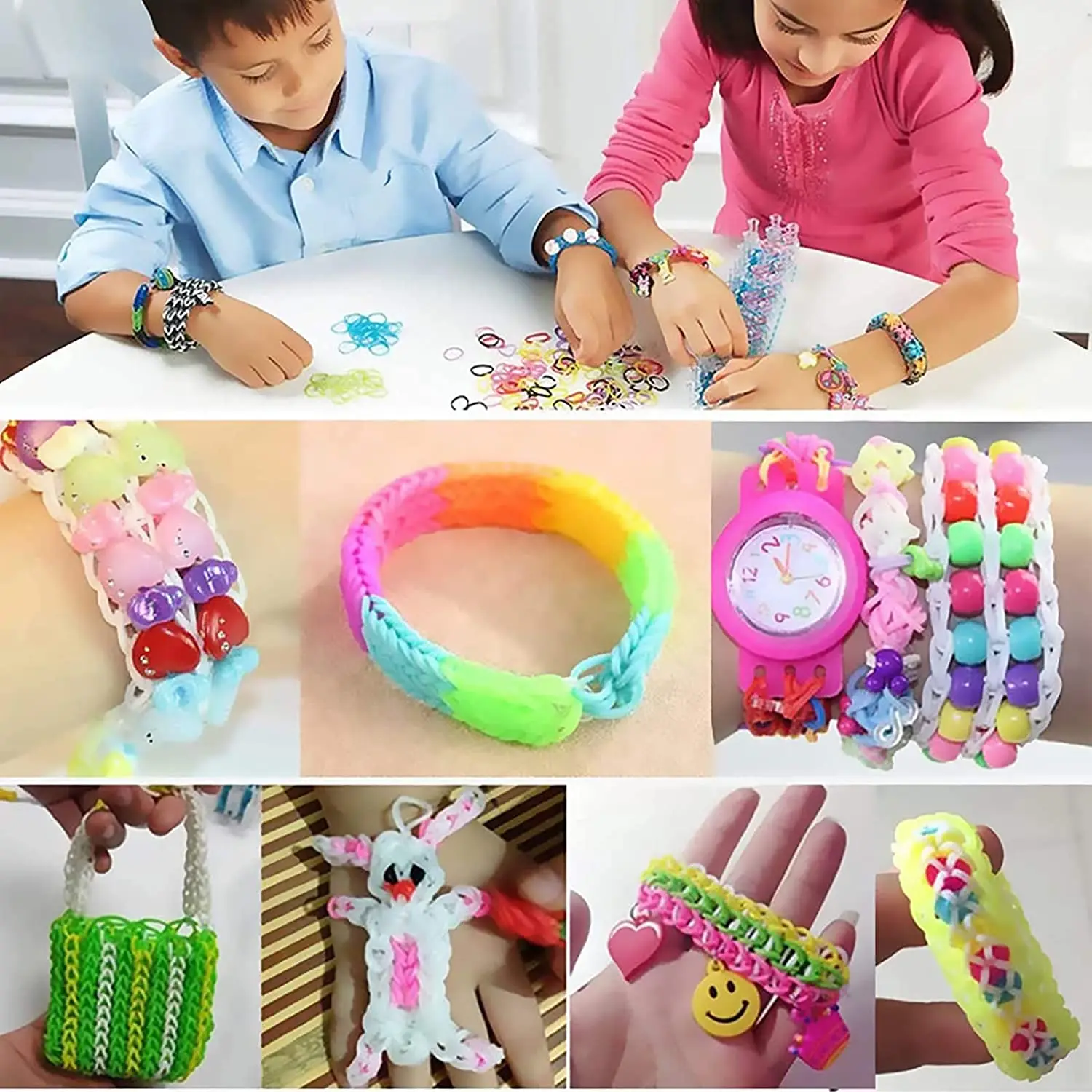 600pcs Loom Bands Colorful Loom Rubber Bands Set 12 Colours DIY Rubber Bands Bracelet Making Kit Gift for Girls Kids Art Craft thumbnail 2