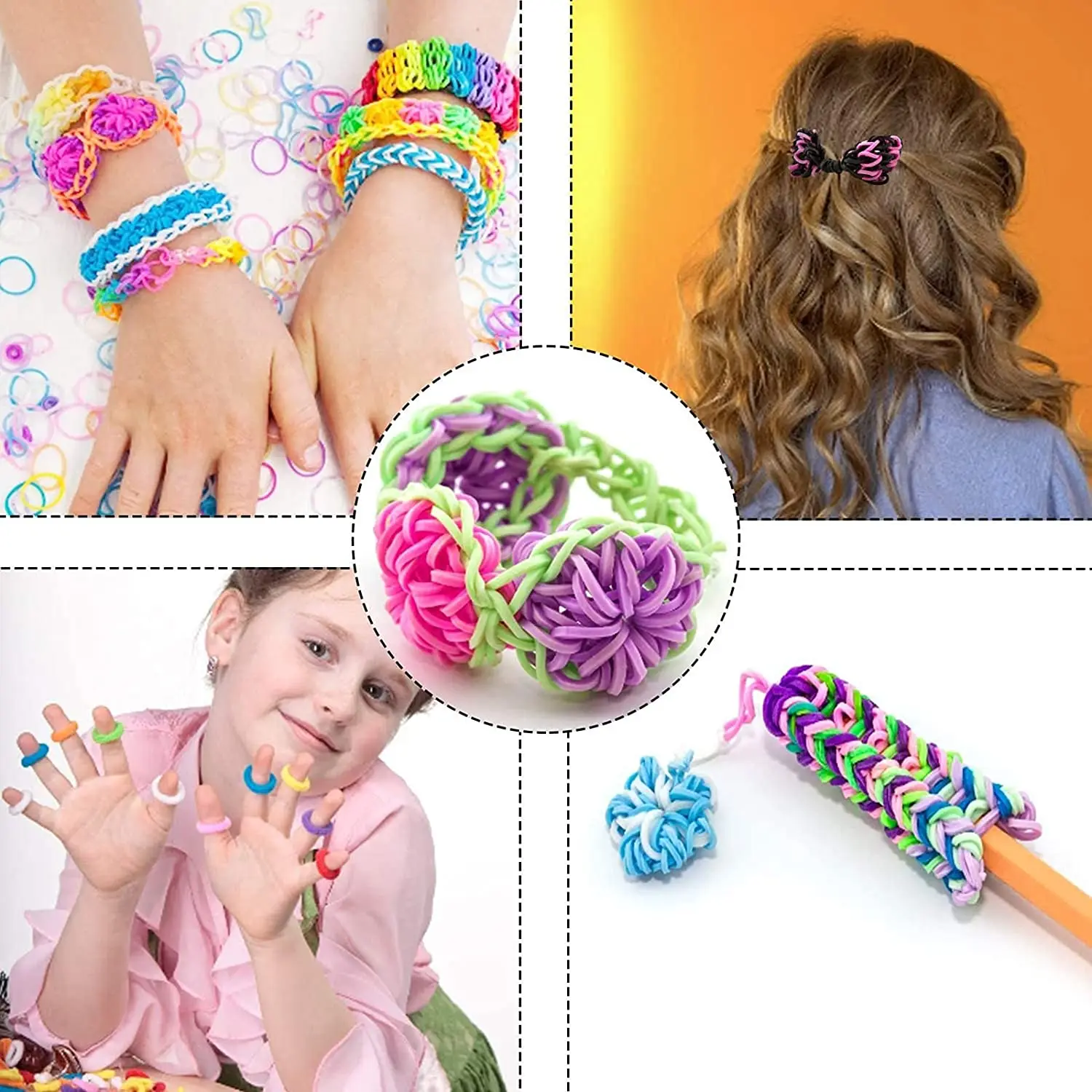 600pcs Loom Bands Colorful Loom Rubber Bands Set 12 Colours DIY Rubber Bands Bracelet Making Kit Gift for Girls Kids Art Craft thumbnail 6