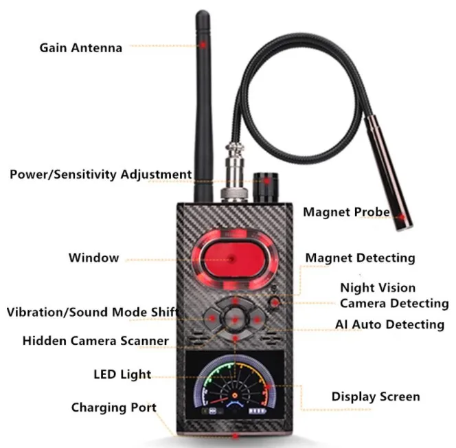 Newest K99 Anti Spy Hidden Camera Detector RF Signal Wireless Camera Lens Bug GPS Tracker Magnetic GSM Device Scan Finder VS K88 thumbnail 6
