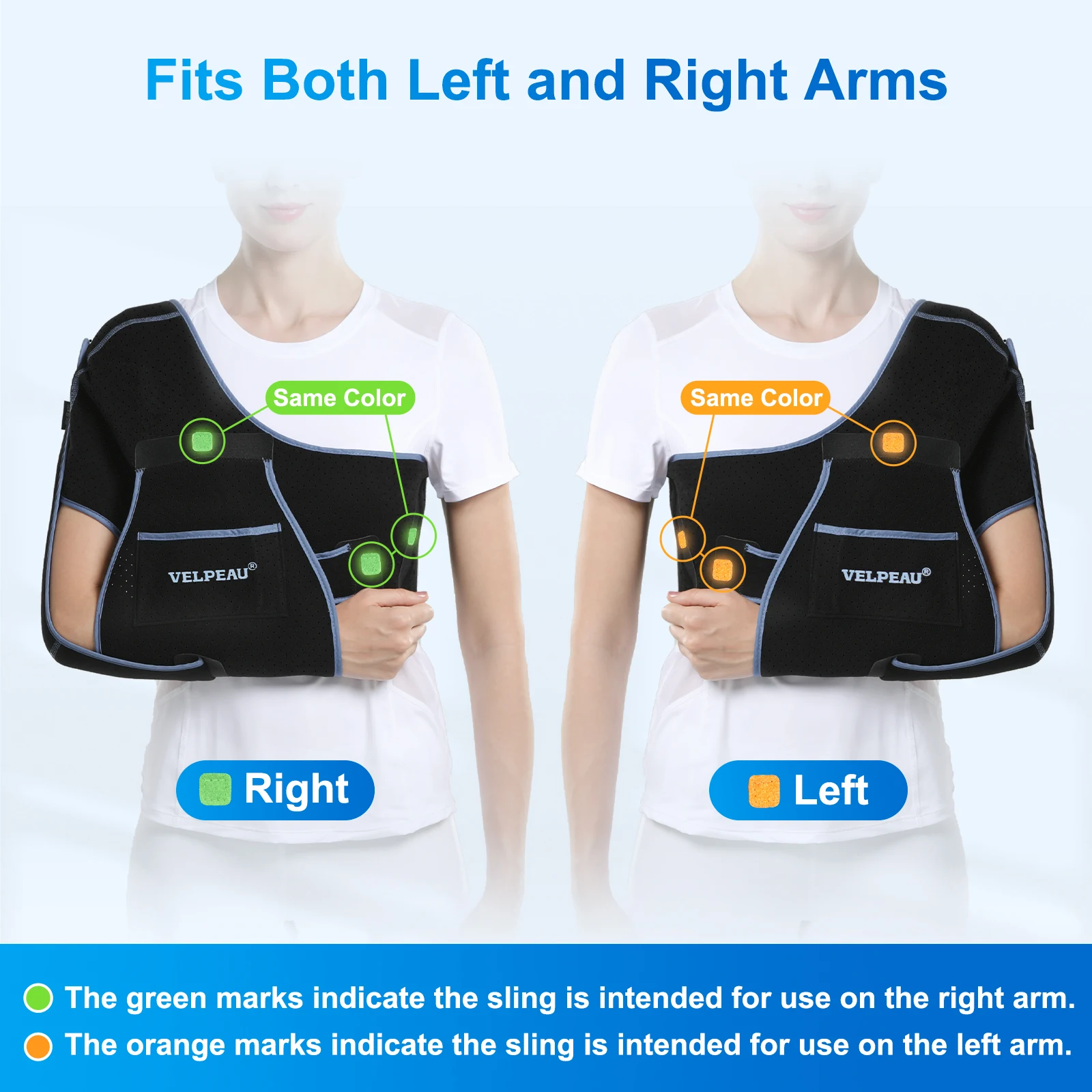 VELPEAU Arm Sling for Elbow Injury, Forearm Fracture and Shoulder Dislocation, Breathable Shoulder Immobilizer Fits Both Arms thumbnail 4