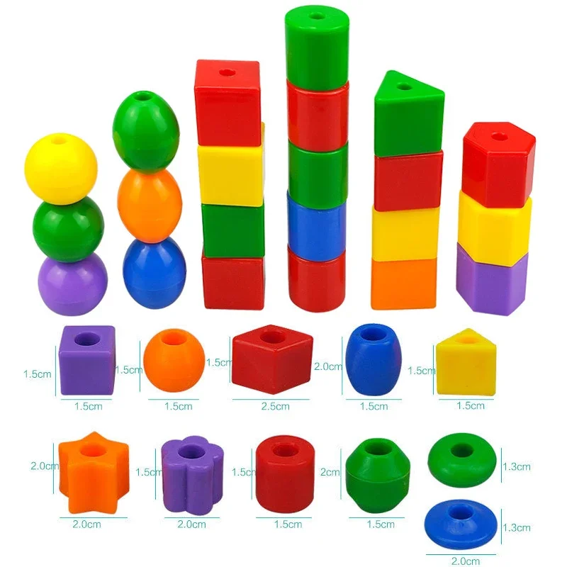 Lacing Beads Toy 25 Stringing Beads 3 Strings Educational Montessori Toys Toddler Crafts Autism Toys for Kids Preschool Children thumbnail 6