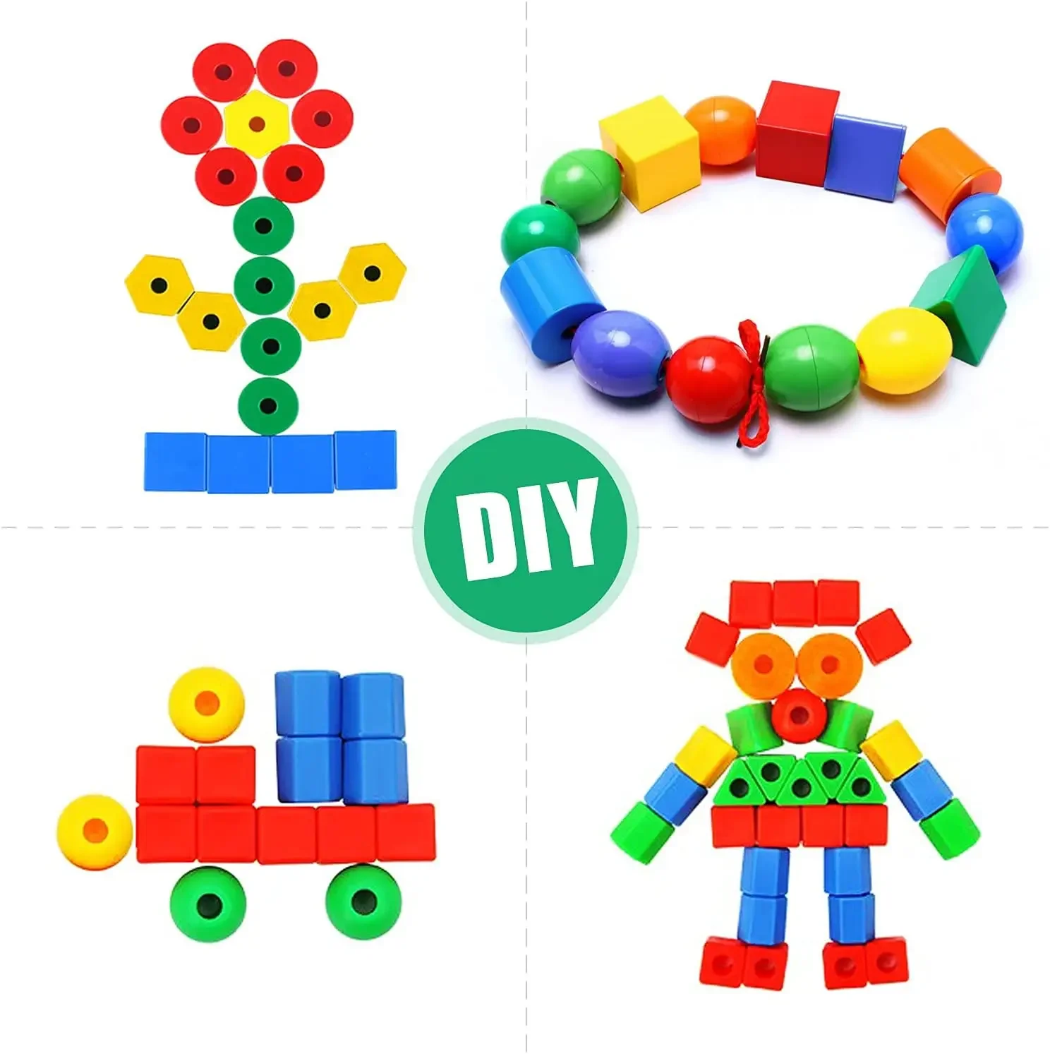 Lacing Beads Toy 25 Stringing Beads 3 Strings Educational Montessori Toys Toddler Crafts Autism Toys for Kids Preschool Children thumbnail 4