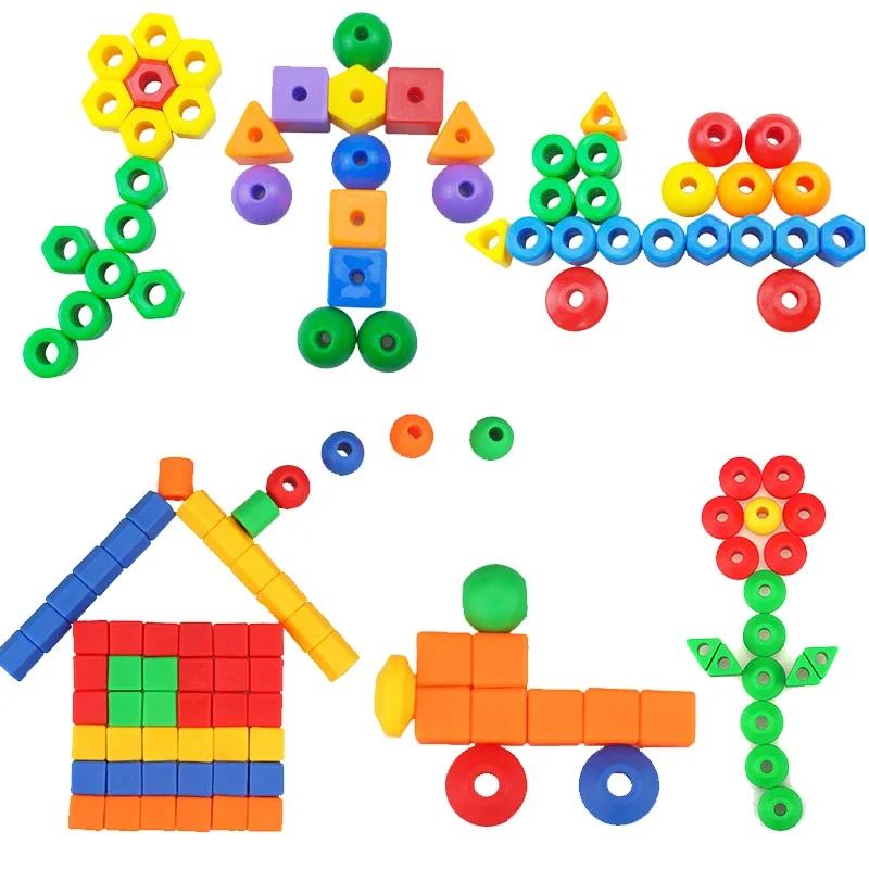 Lacing Beads Toy 25 Stringing Beads 3 Strings Educational Montessori Toys Toddler Crafts Autism Toys for Kids Preschool Children thumbnail 5