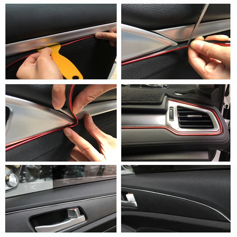 5M Car Dashboard Door Edge Insert Trim Styling Interior Decorative Moulding Universal Auto Accessories Insert Strip With Scraper thumbnail 4