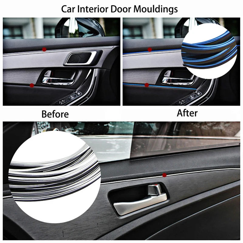 5M Car Dashboard Door Edge Insert Trim Styling Interior Decorative Moulding Universal Auto Accessories Insert Strip With Scraper thumbnail 5